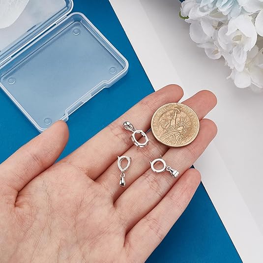 2Pcs 925 Sterling Silver Prong Pendants