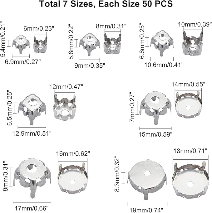 350pcs Rhinestone Claw Settings