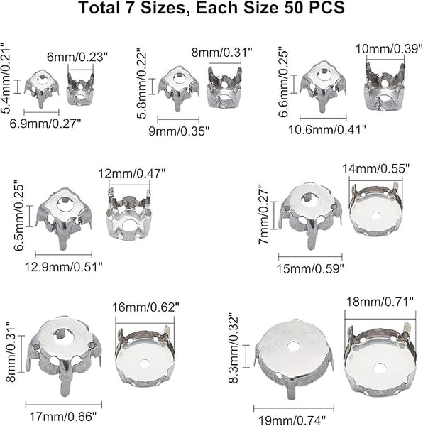 350pcs Rhinestone Claw Settings