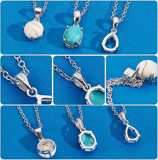 2Pcs 925 Sterling Silver Prong Pendants