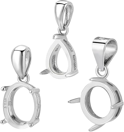 2Pcs 925 Sterling Silver Prong Pendants